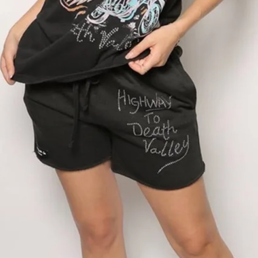 black “highway to death valley” iamkokola shorts